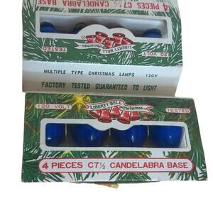 Vintage Liberty Bell C7 Blue Christmas Holiday Lights Set of 2